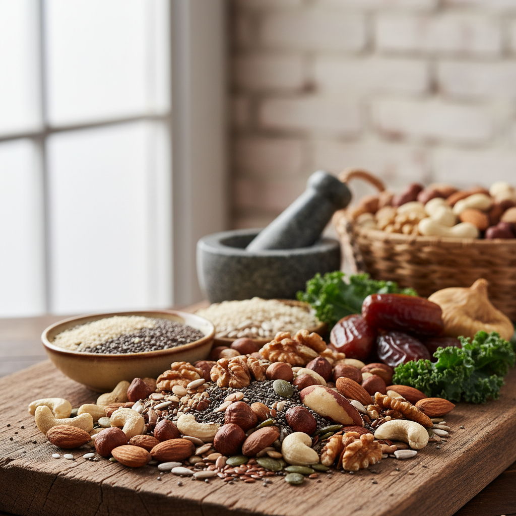 Makanan sumber mineral alami seperti kacang dan biji-bijian